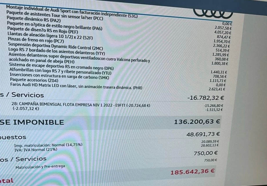 *AUDI A7 SPORTBACK RS7 600 CV